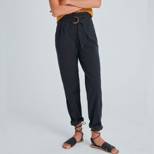 Anthropologie Malin Utility Pants Black Cotton D Ring Belt Relaxed Joggers XS